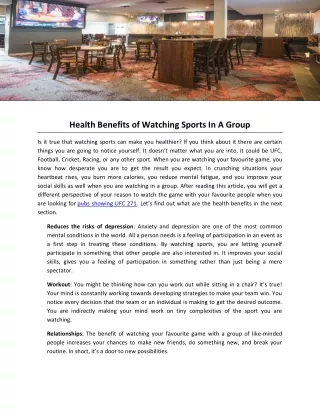 Health Benefits of Watching Sports In A Group