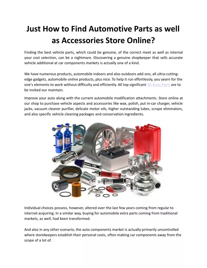 just how to find automotive parts as well as accessories store online