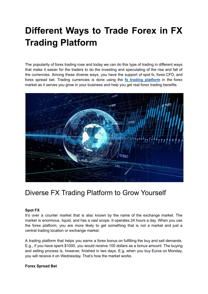 different ways to trade forex in fx trading