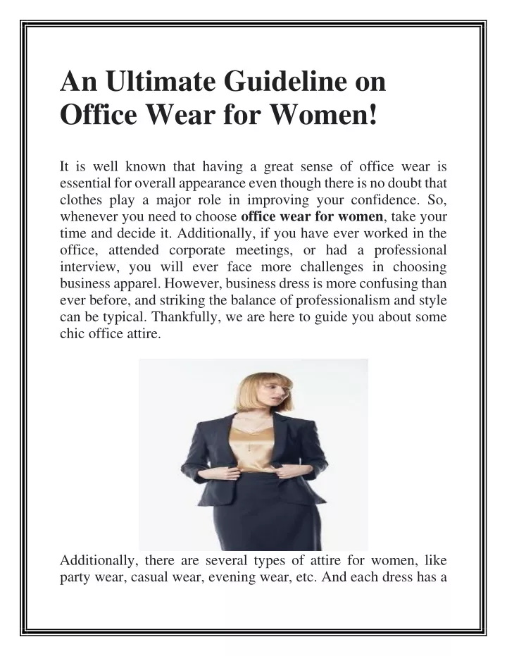 an ultimate guideline on office wear for women