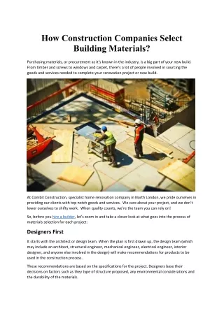 how construction companies select building