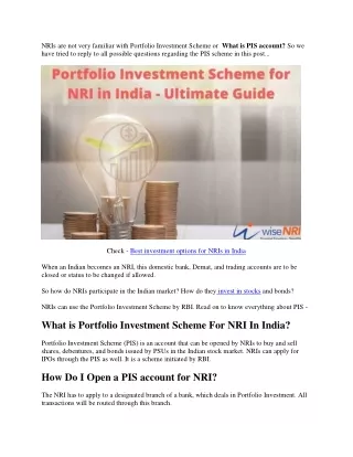 Portfolio Investment Scheme for NRI in India-converted