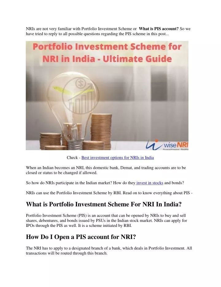 PPT - Portfolio Investment Scheme For NRI In India-converted PowerPoint ...