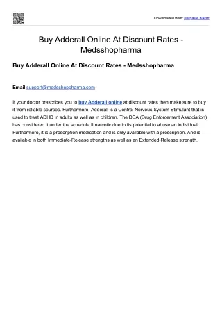 Buy Adderall Online At Discount Rates - Medsshoppharma