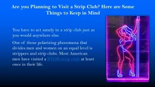 Do you Plan to Visit a Strip Club? Consider These Tips Before You Go