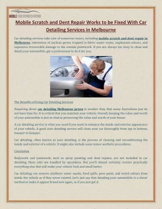 mobile scratch and dent repair works to be fixed