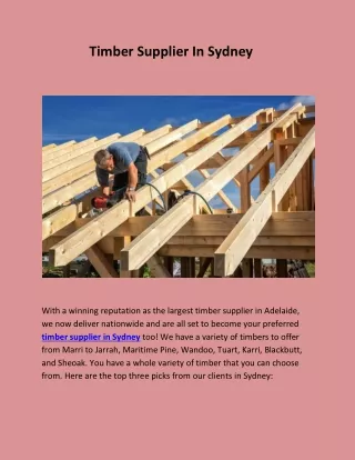 Timber Supplier In Sydney