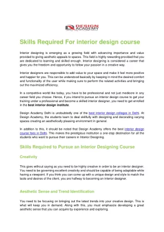 skills required for interior design course