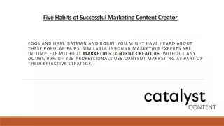 Five Habits of Successful Marketing Content Creator