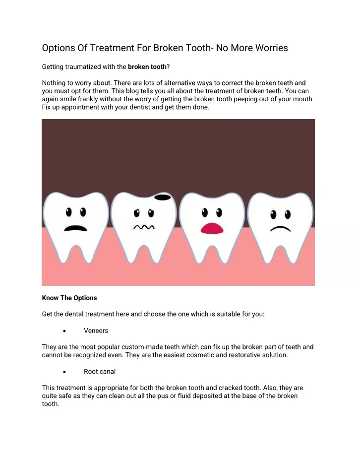 options of treatment for broken tooth no more