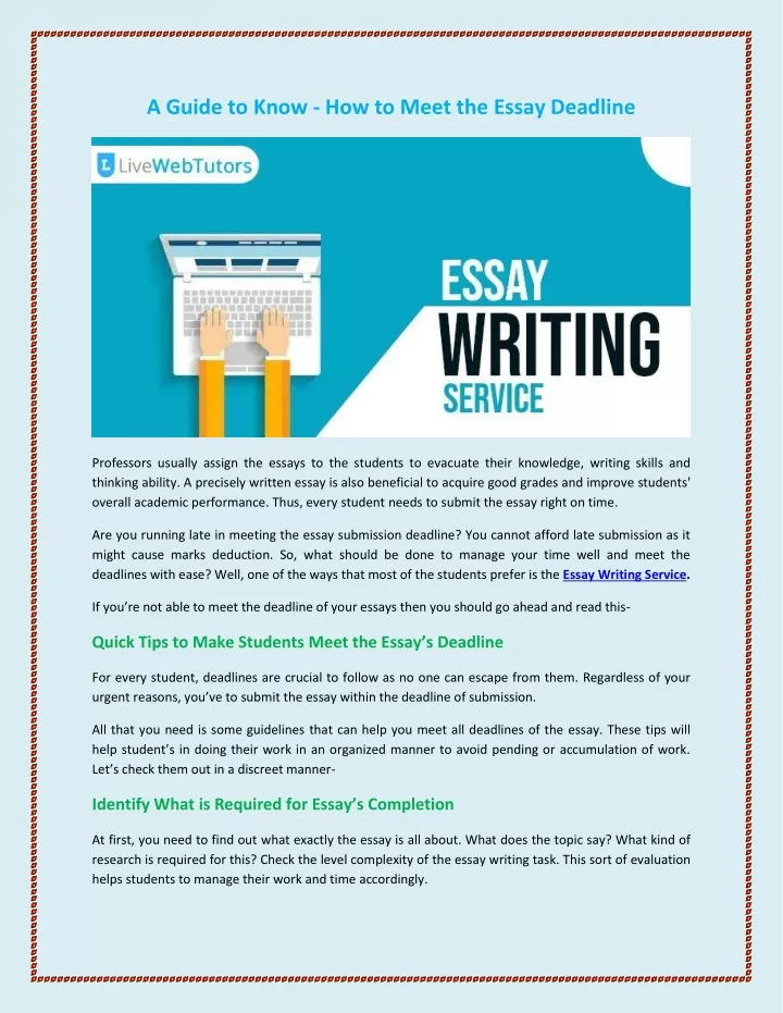 a guide to know how to meet the essay deadline