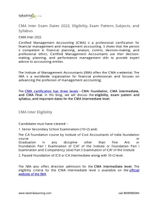 cma inter exam dates 2022 eligibility exam