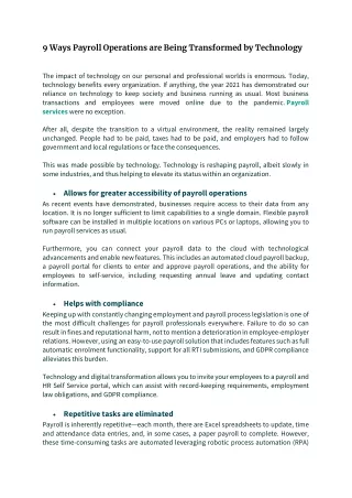 9 ways payroll operations are being transformed