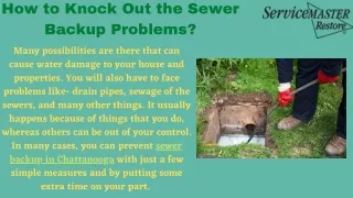 how to knock out the sewer backup problems
