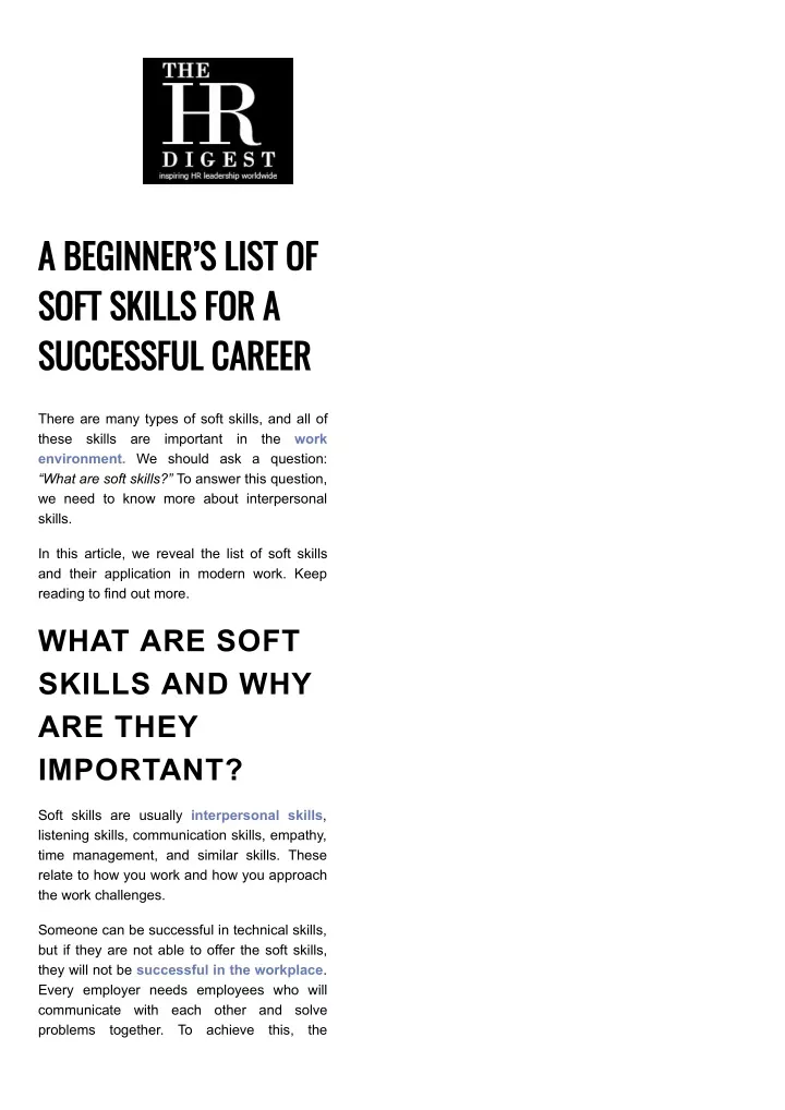 a beginner s list of soft skills for a successful