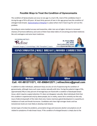 possible ways to treat the condition