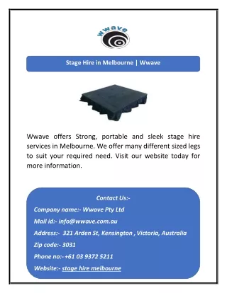 stage hire in melbourne wwave