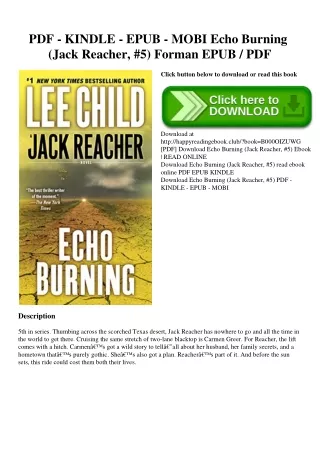 PDF - KINDLE - EPUB - MOBI Echo Burning (Jack Reacher  #5) Forman EPUB  PDF