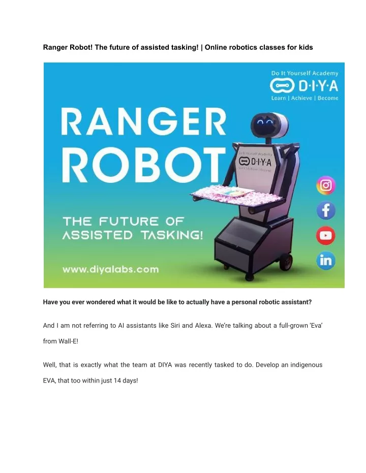 ranger robot the future of assisted tasking