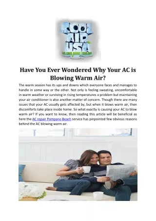 have you ever wondered why your ac is blowing