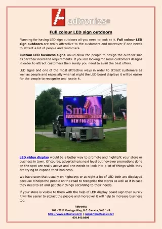 full colour led sign outdoors