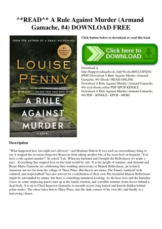 ^READ^ A Rule Against Murder (Armand Gamache  #4) DOWNLOAD FREE