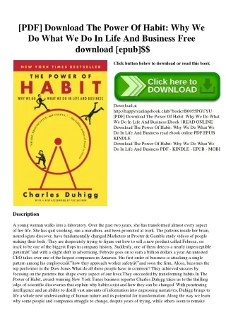 [PDF] Download The Power Of Habit Why We Do What We Do In Life And Business Free download [epub]$$