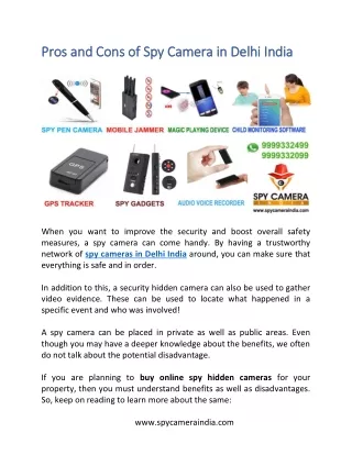 pros and cons of spy camera in delhi india pros