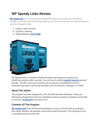 wp speedy links review