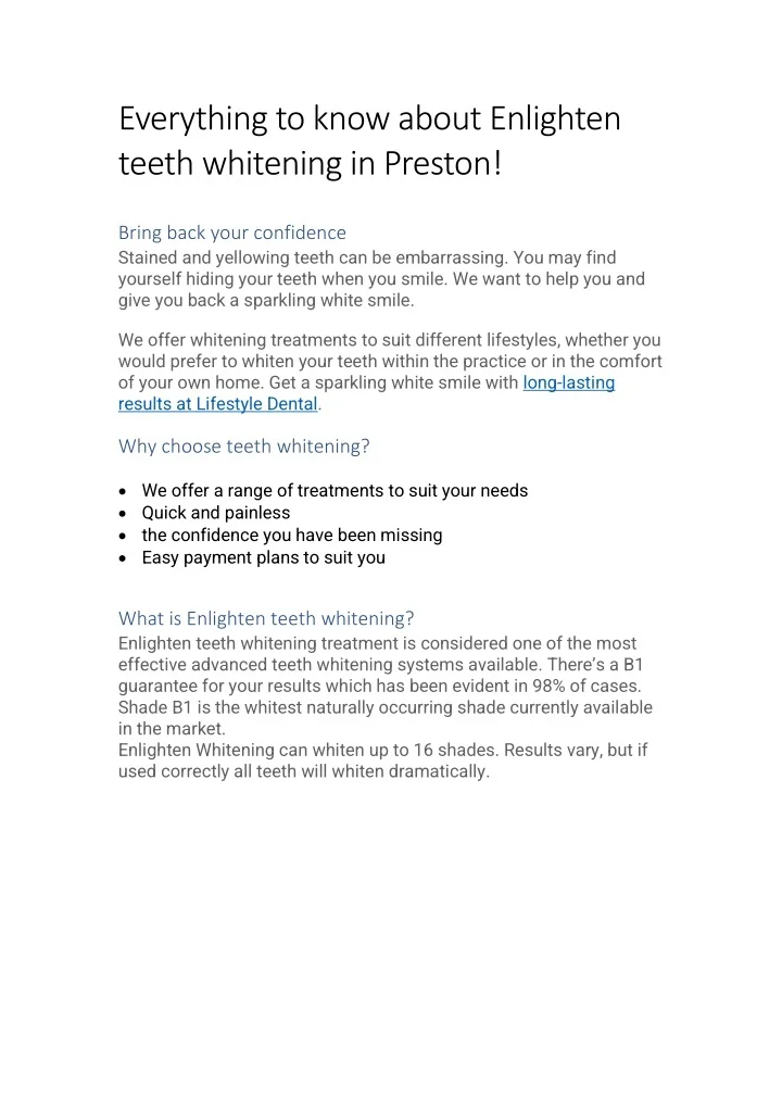 PPT Everything to know about Enlighten teeth whitening in Preston