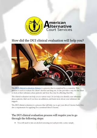 ##3 How would the DUI clinical Evaluation help you?