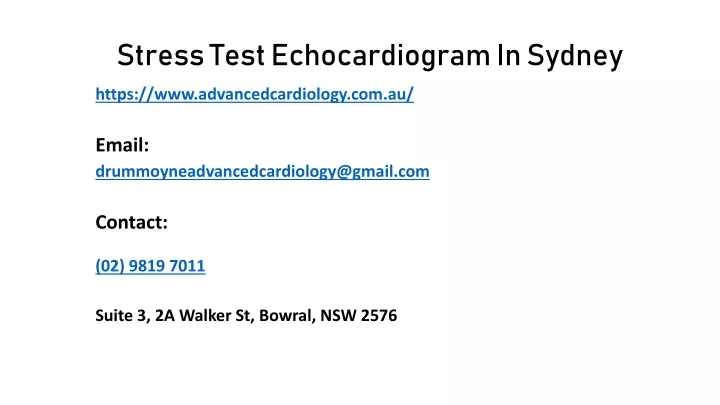stress test e chocardiogram in sydney