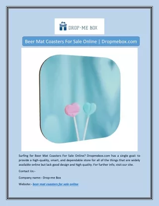 Beer Mat Coasters For Sale Online | Dropmebox.com