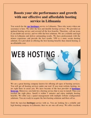 Boosts your site performance and growth with our effective and affordable hosting service in Lithuania