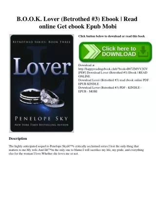 READ B.O.O.K. Lover (Betrothed #3) Ebook  Read online Get ebook Epub Mobi