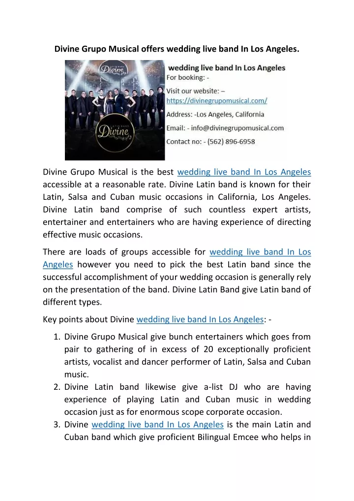 divine grupo musical offers wedding live band