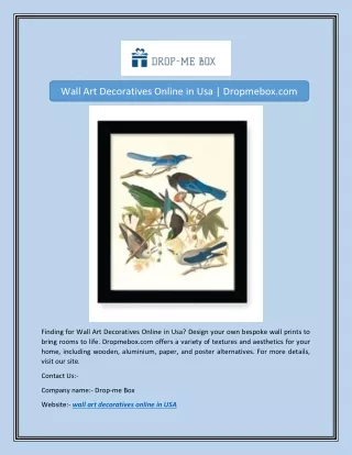 Wall Art Decoratives Online in Usa | Dropmebox.com