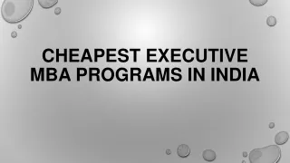 Cheapest Executive MBA Programs In India