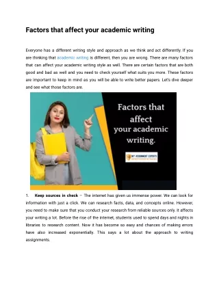 Factors that affect your academic writing