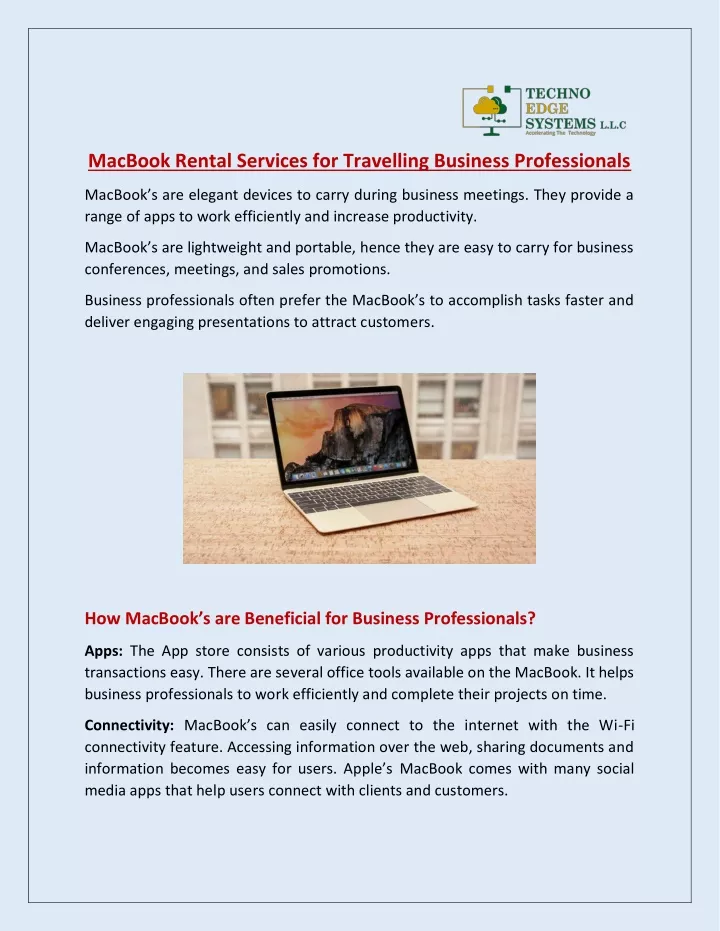 macbook rental services for travelling business