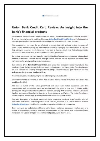 union bank credit card review an insight into