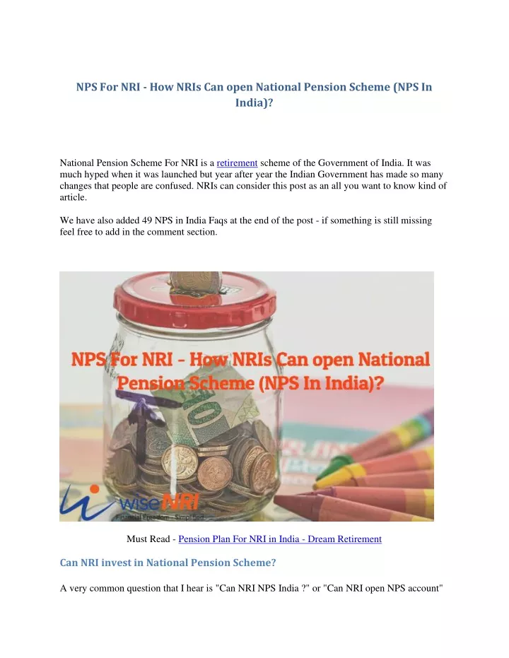 nps for nri how nris can open national pension