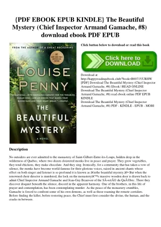 {PDF EBOOK EPUB KINDLE} The Beautiful Mystery (Chief Inspector Armand Gamache  #8) download ebook PDF EPUB