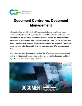 Document Control vs. Document Management