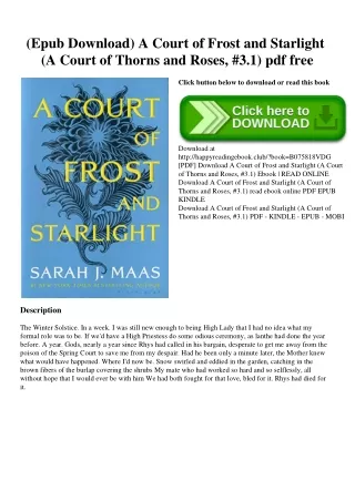 (Epub Download) A Court of Frost and Starlight (A Court of Thorns and Roses  #3.1) pdf free