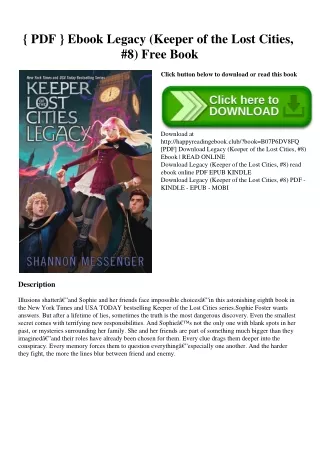 { PDF } Ebook Legacy (Keeper of the Lost Cities  #8) Free Book