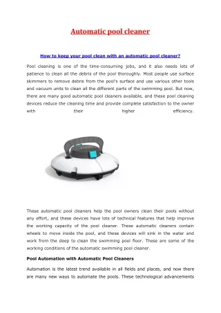 automatic pool cleaner