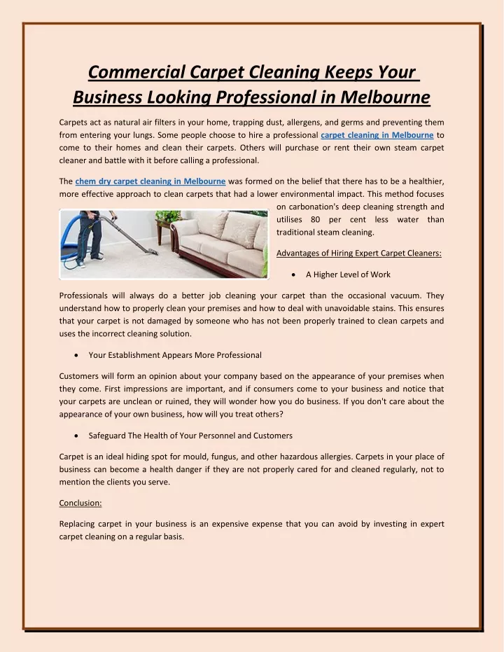 commercial carpet cleaning keeps your business