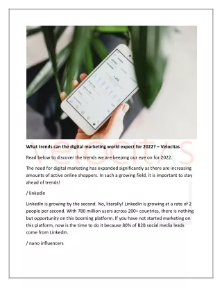 What trends can the digital marketing world expect for 2022