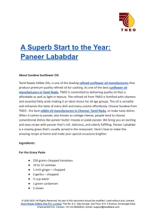 a superb start to the year paneer lababdar